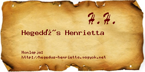 Hegedűs Henrietta névjegykártya